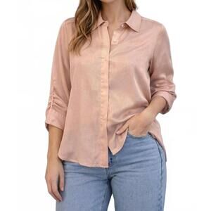 NEW KLD. SIGNATURE button front shirt in pink